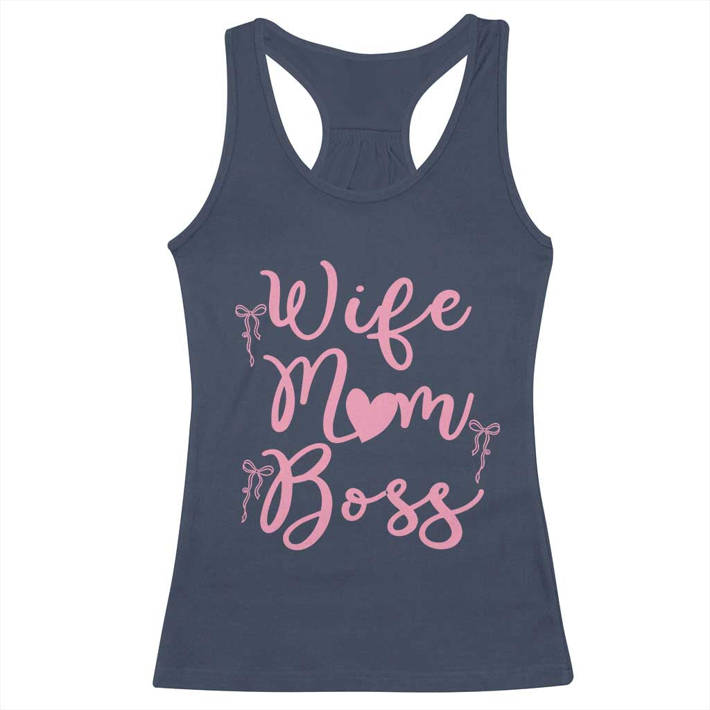 Funny Wife Mom Boss Racerback Tank Top Girly Pink Bows Mothers Day Gift TS12 Navy Print Your Wear