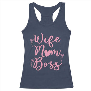 Funny Wife Mom Boss Racerback Tank Top Girly Pink Bows Mothers Day Gift TS12 Navy Print Your Wear