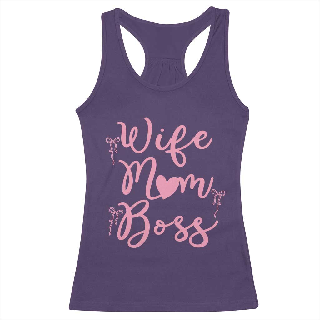 Funny Wife Mom Boss Racerback Tank Top Girly Pink Bows Mothers Day Gift TS12 Purple Print Your Wear