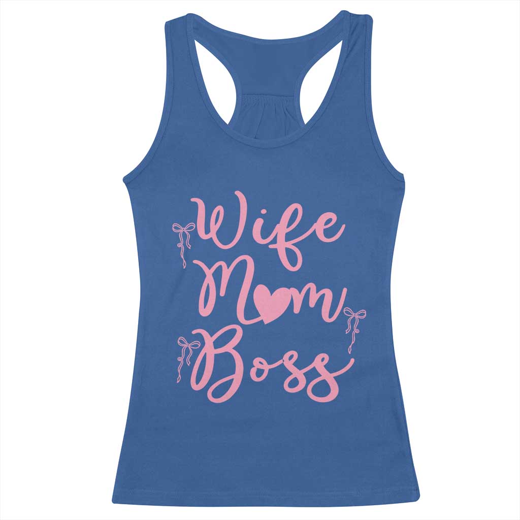 Funny Wife Mom Boss Racerback Tank Top Girly Pink Bows Mothers Day Gift TS12 Royal Blue Print Your Wear