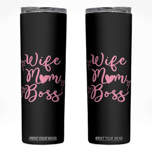 Funny Wife Mom Boss Skinny Tumbler Girly Pink Bows Mothers Day Gift TS12 Black Print Your Wear