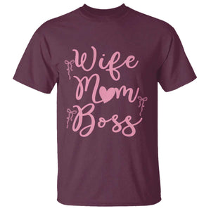 Funny Wife Mom Boss T Shirt Girly Pink Bows Mothers Day Gift TS12 Maroon Print Your Wear