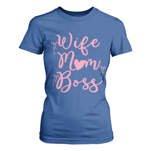 Funny Wife Mom Boss T Shirt For Women Girly Pink Bows Mothers Day Gift TS12 Royal Blue Print Your Wear