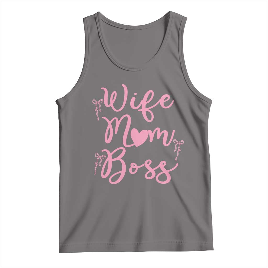 Funny Wife Mom Boss Tank Top Girly Pink Bows Mothers Day Gift TS12 Deep Heather Print Your Wear
