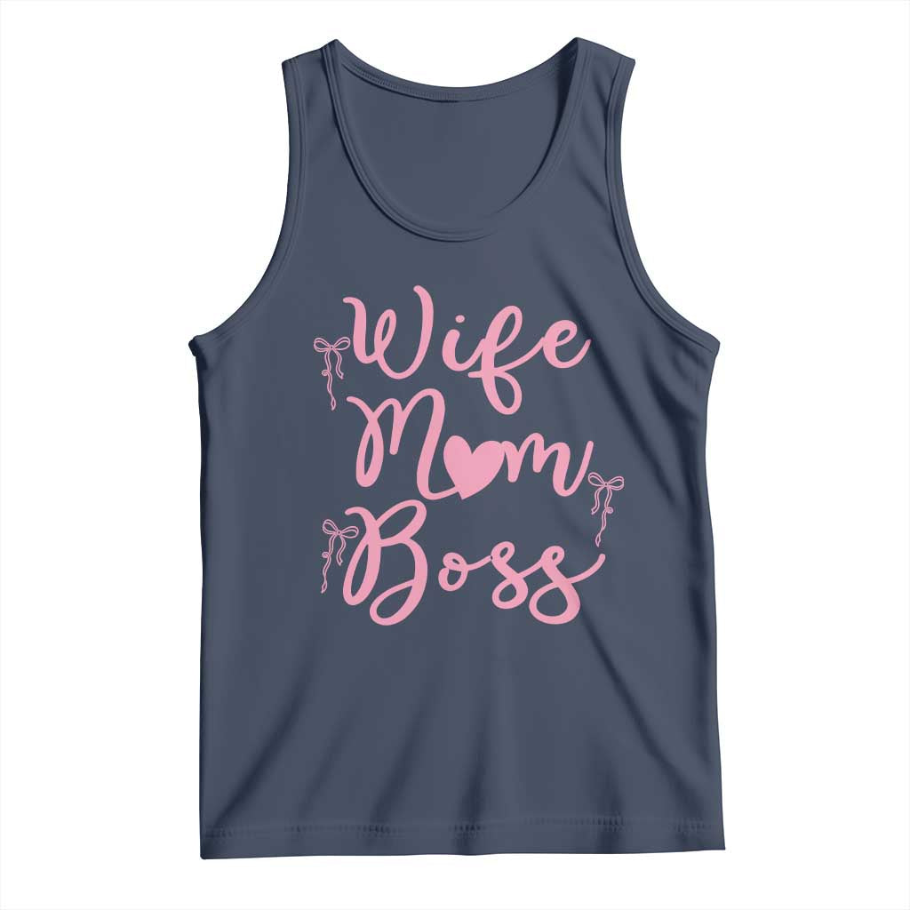 Funny Wife Mom Boss Tank Top Girly Pink Bows Mothers Day Gift TS12 Navy Print Your Wear
