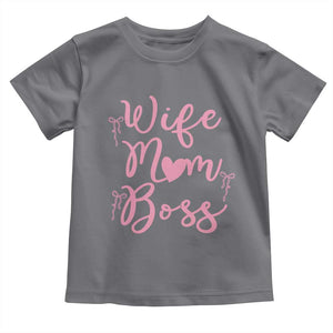 Funny Wife Mom Boss Toddler T Shirt Girly Pink Bows Mothers Day Gift TS12 Charcoal Print Your Wear