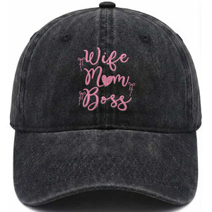 Funny Wife Mom Boss Washed Cotton Baseball Cap Girly Pink Bows Mothers Day Gift TS12 Print Your Wear