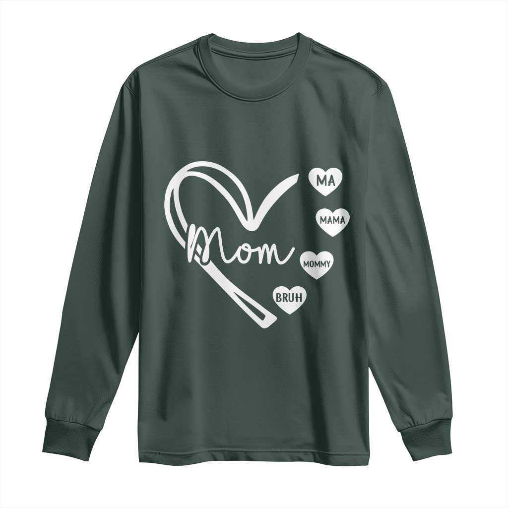 Mama Mommy Mom Bruh Long Sleeve Shirt Mothers Day Humor Gift TS12 Dark Forest Green Print Your Wear