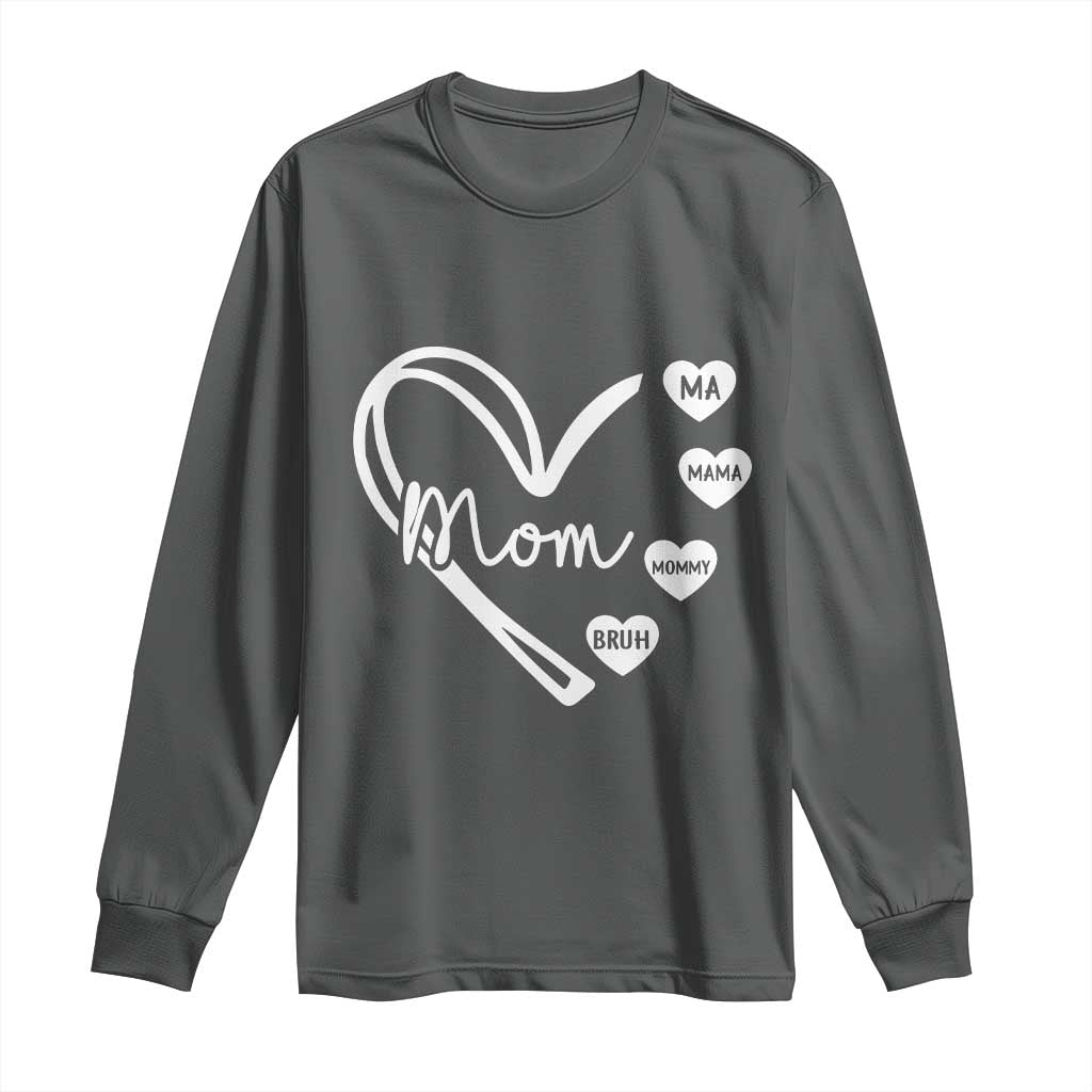 Mama Mommy Mom Bruh Long Sleeve Shirt Mothers Day Humor Gift TS12 Dark Heather Print Your Wear