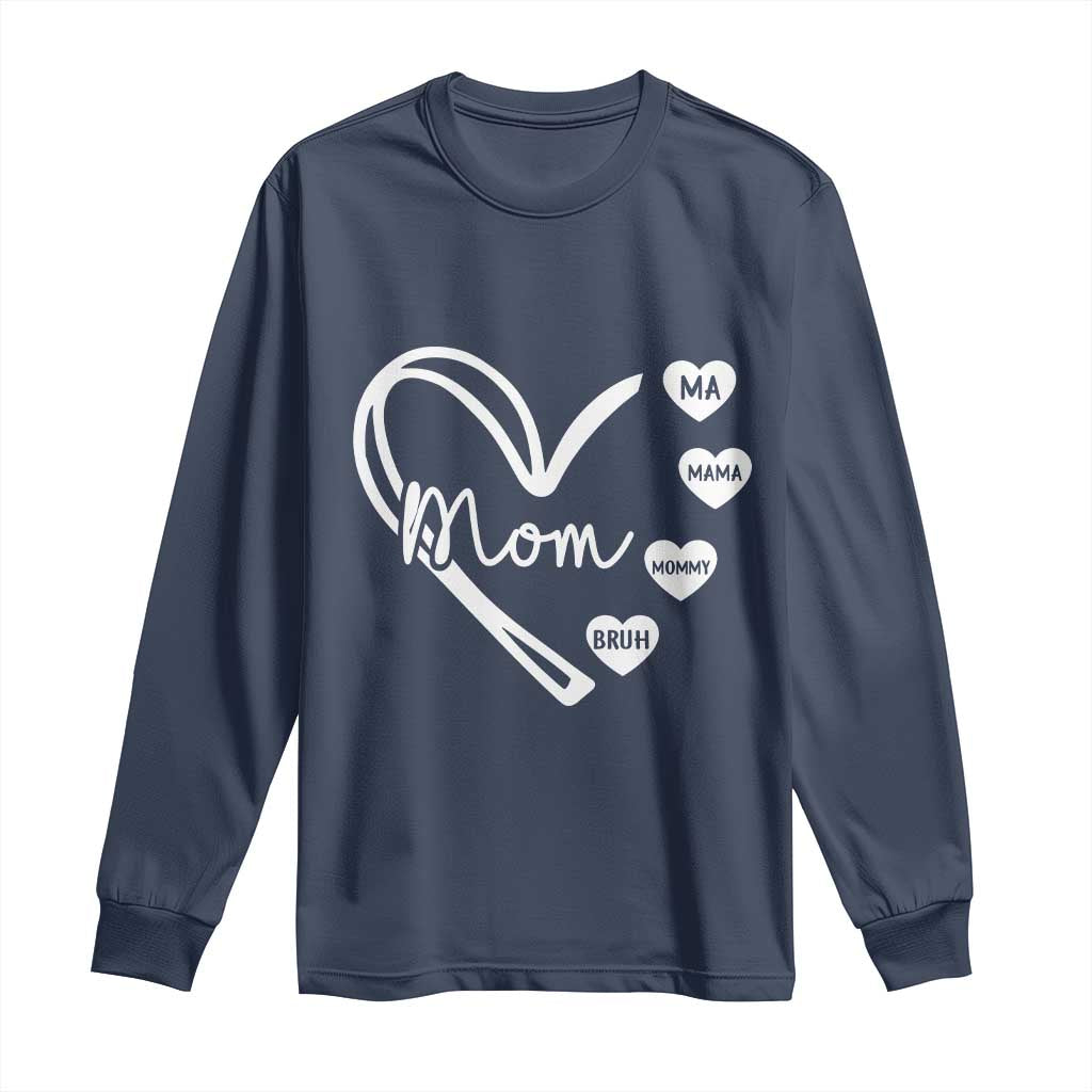 Mama Mommy Mom Bruh Long Sleeve Shirt Mothers Day Humor Gift TS12 Navy Print Your Wear