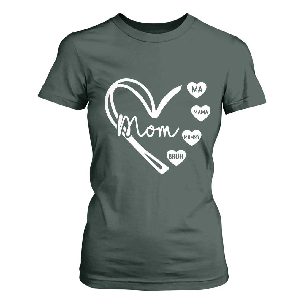 Mama Mommy Mom Bruh T Shirt For Women Mothers Day Humor Gift TS12 Dark Forest Green Print Your Wear