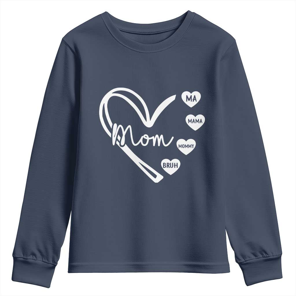 Mama Mommy Mom Bruh Youth Sweatshirt Mothers Day Humor Gift TS12 Navy Print Your Wear