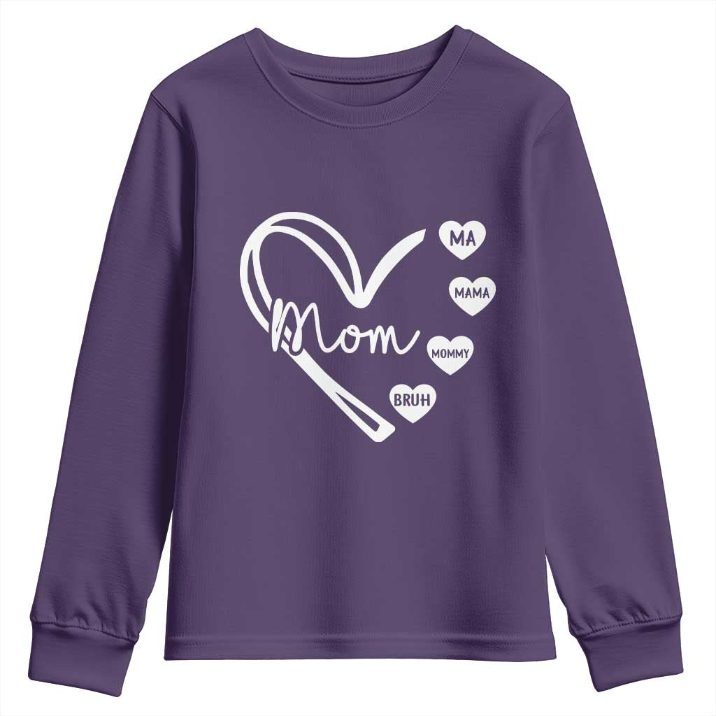 Mama Mommy Mom Bruh Youth Sweatshirt Mothers Day Humor Gift TS12 Purple Print Your Wear