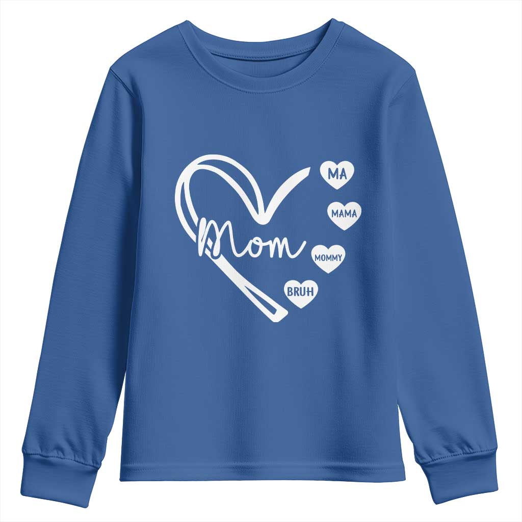 Mama Mommy Mom Bruh Youth Sweatshirt Mothers Day Humor Gift TS12 Royal Blue Print Your Wear