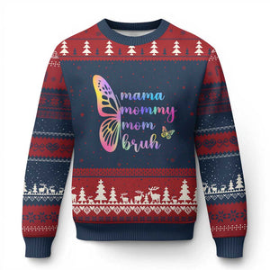 Funny Mom Saying Gift Ugly Christmas Sweater Mama Mommy Mom Bruh TS12 Navy Red Print Your Wear