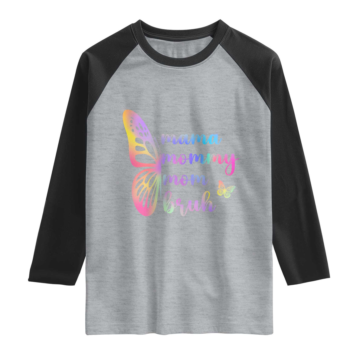 Funny Mom Saying Gift Raglan Shirt Mama Mommy Mom Bruh TS12 Heather Gray Black Print Your Wear