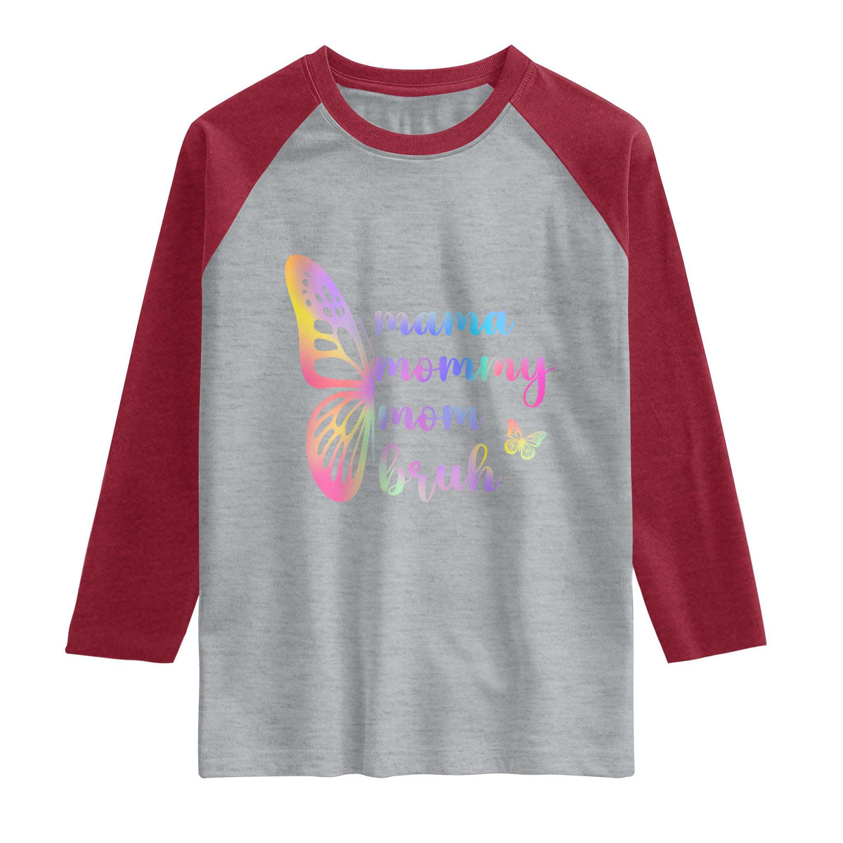 Funny Mom Saying Gift Raglan Shirt Mama Mommy Mom Bruh TS12 Heather Gray Heather Red Print Your Wear
