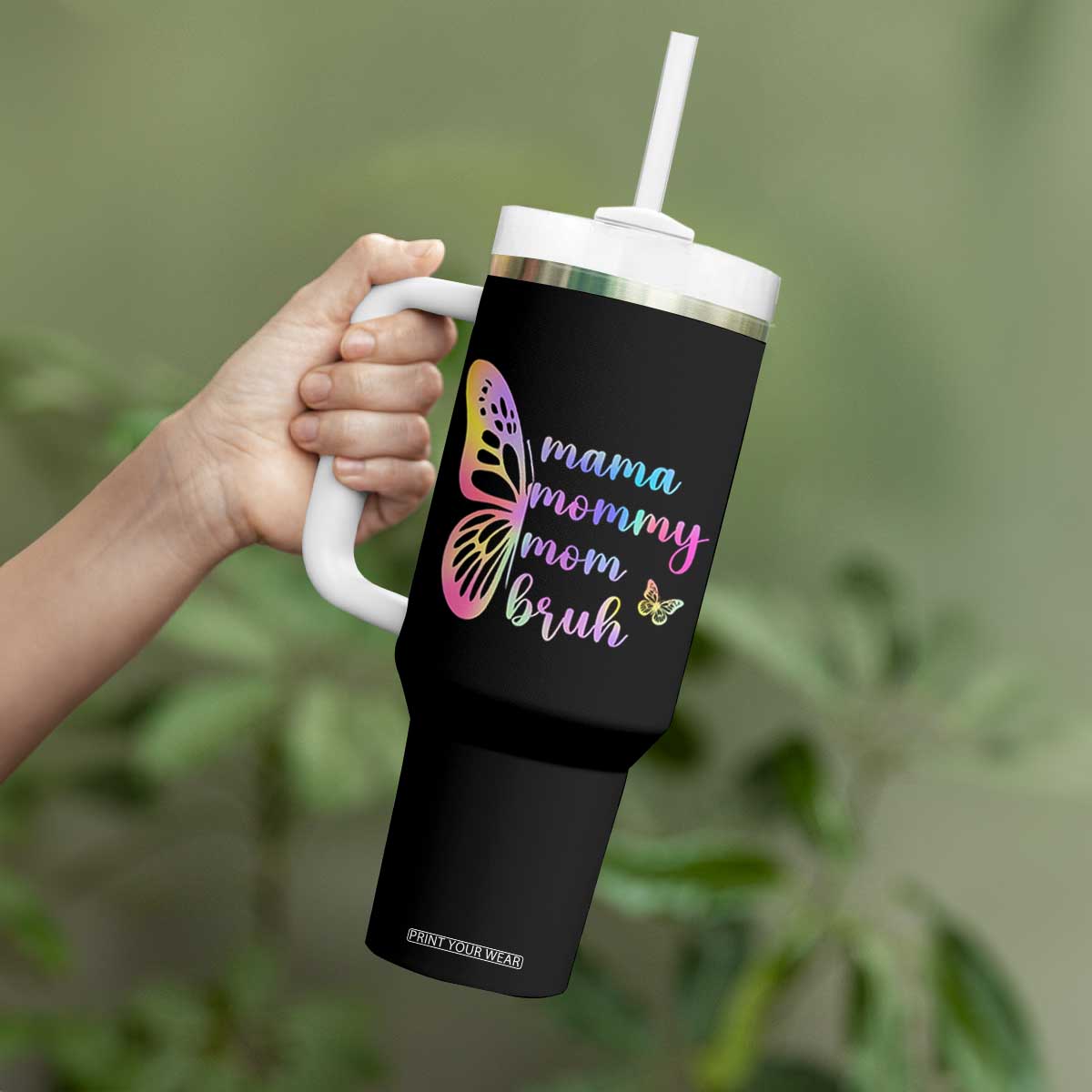 Funny Mom Saying Gift Tumbler With Handle Mama Mommy Mom Bruh TS12 Print Your Wear