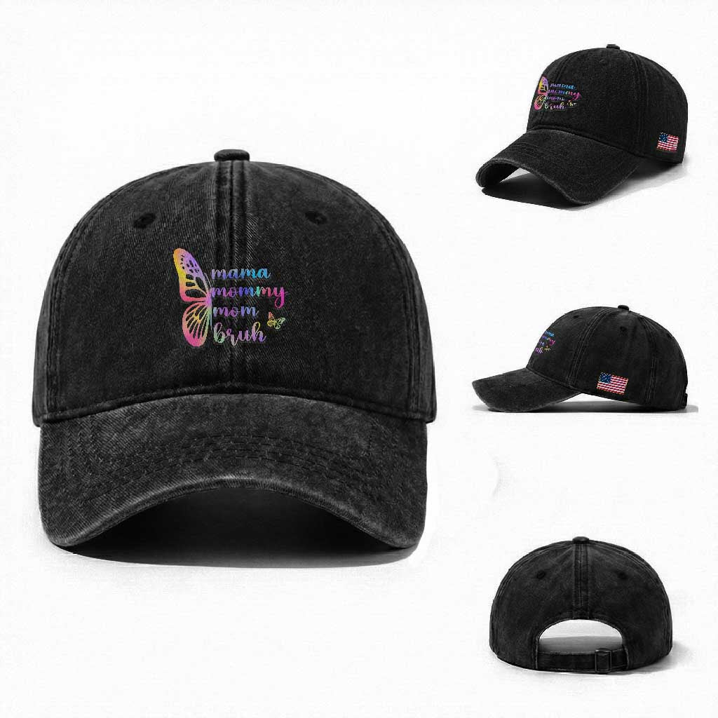 Funny Mom Saying Gift Washed Cotton Baseball Cap Mama Mommy Mom Bruh TS12 Washed Cap Universal Fit Black Print Your Wear