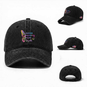 Funny Mom Saying Gift Washed Cotton Baseball Cap Mama Mommy Mom Bruh TS12 Washed Cap Universal Fit Black Print Your Wear