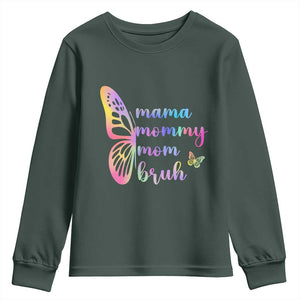 Funny Mom Saying Gift Youth Sweatshirt Mama Mommy Mom Bruh TS12 Dark Forest Green Print Your Wear