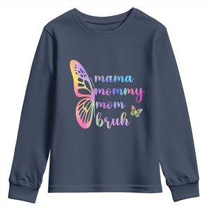 Funny Mom Saying Gift Youth Sweatshirt Mama Mommy Mom Bruh TS12 Navy Print Your Wear