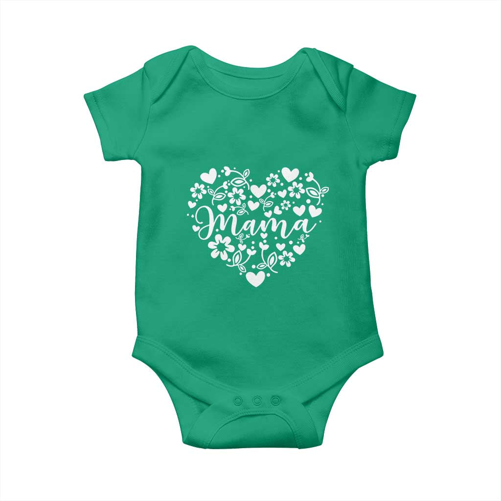 Floral Mama Heart Graphic Baby Onesie Mothers Day Flower Gift TS12 Irish Green Print Your Wear
