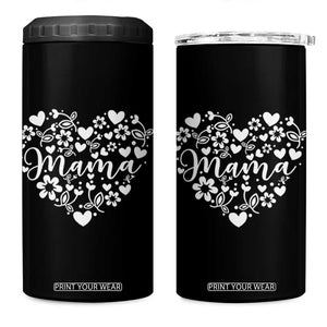 Floral Mama Heart Graphic 4 in 1 Can Cooler Tumbler Mothers Day Flower Gift TS12 One Size: 16 oz Black Print Your Wear