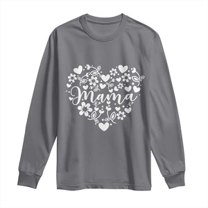 Floral Mama Heart Graphic Long Sleeve Shirt Mothers Day Flower Gift TS12 Charcoal Print Your Wear