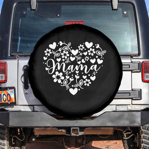 Floral Mama Heart Graphic Spare Tire Cover Mothers Day Flower Gift TS12 No hole Black Print Your Wear