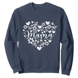 Floral Mama Heart Graphic Sweatshirt Mothers Day Flower Gift TS12 Navy Print Your Wear