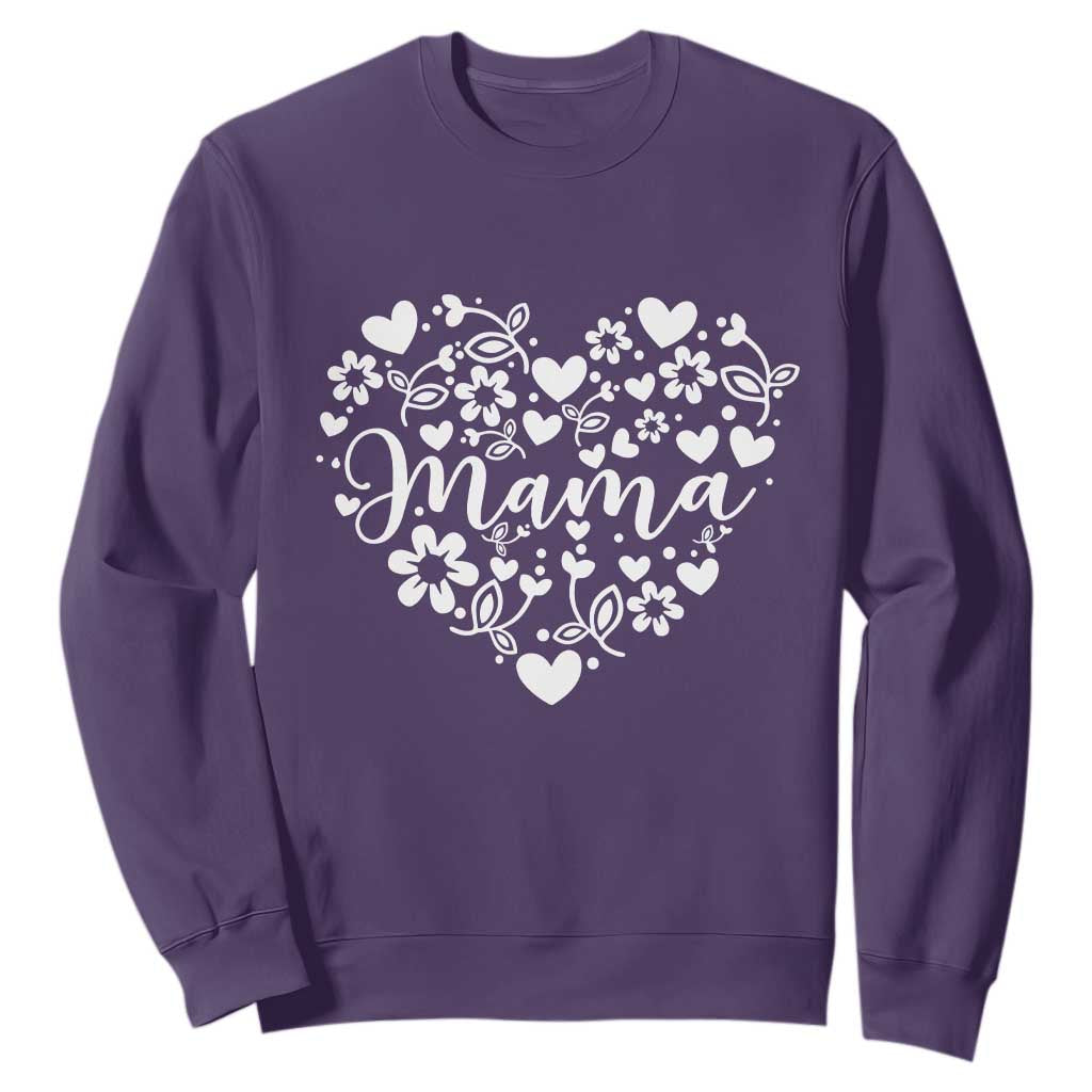 Floral Mama Heart Graphic Sweatshirt Mothers Day Flower Gift TS12 Purple Print Your Wear