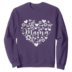 Floral Mama Heart Graphic Sweatshirt Mothers Day Flower Gift TS12 Purple Print Your Wear