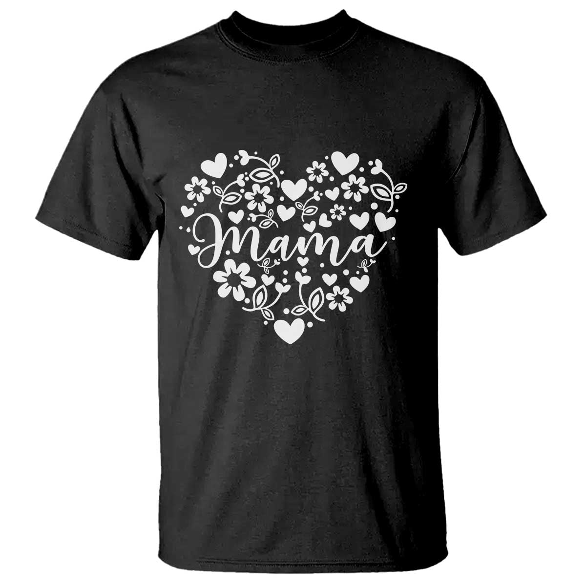 Floral Mama Heart Graphic T Shirt Mothers Day Flower Gift TS12 Black Print Your Wear