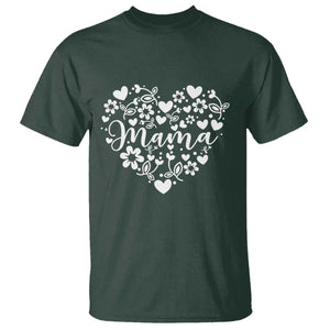 Floral Mama Heart Graphic T Shirt Mothers Day Flower Gift TS12 Dark Forest Green Print Your Wear