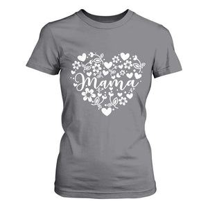 Floral Mama Heart Graphic T Shirt For Women Mothers Day Flower Gift TS12 Charcoal Print Your Wear