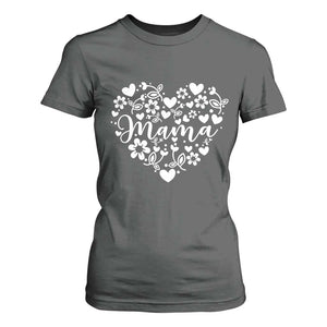 Floral Mama Heart Graphic T Shirt For Women Mothers Day Flower Gift TS12 Dark Heather Print Your Wear