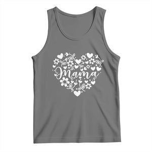 Floral Mama Heart Graphic Tank Top Mothers Day Flower Gift TS12 Black Heather Print Your Wear