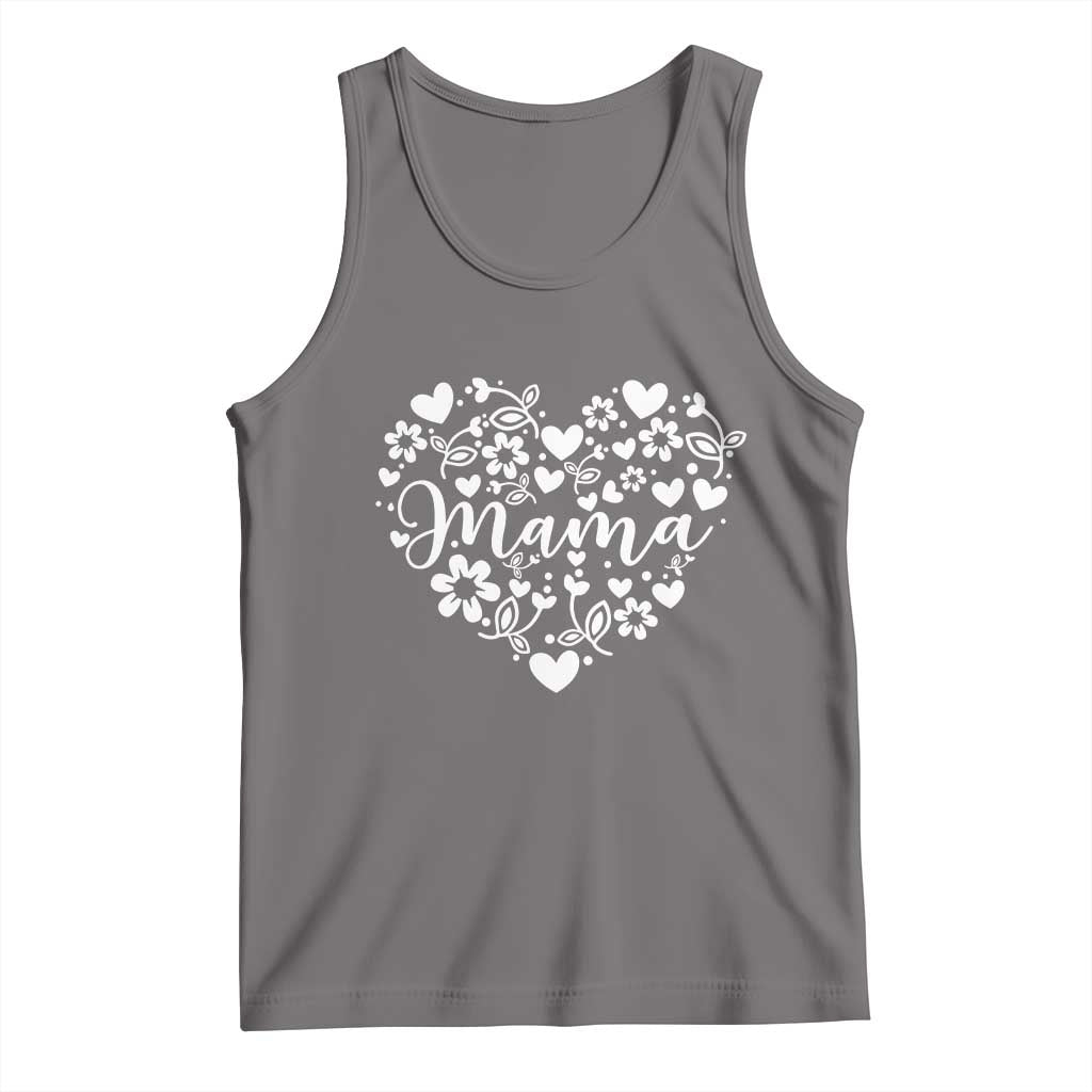Floral Mama Heart Graphic Tank Top Mothers Day Flower Gift TS12 Deep Heather Print Your Wear