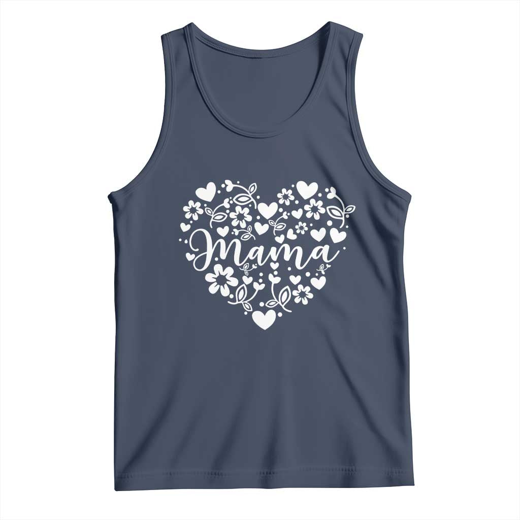 Floral Mama Heart Graphic Tank Top Mothers Day Flower Gift TS12 Navy Print Your Wear