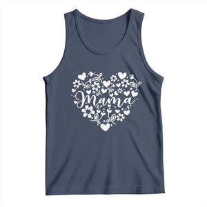 Floral Mama Heart Graphic Tank Top Mothers Day Flower Gift TS12 Navy Print Your Wear