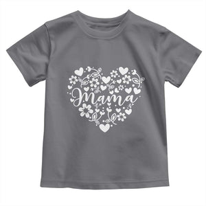 Floral Mama Heart Graphic Toddler T Shirt Mothers Day Flower Gift TS12 Charcoal Print Your Wear