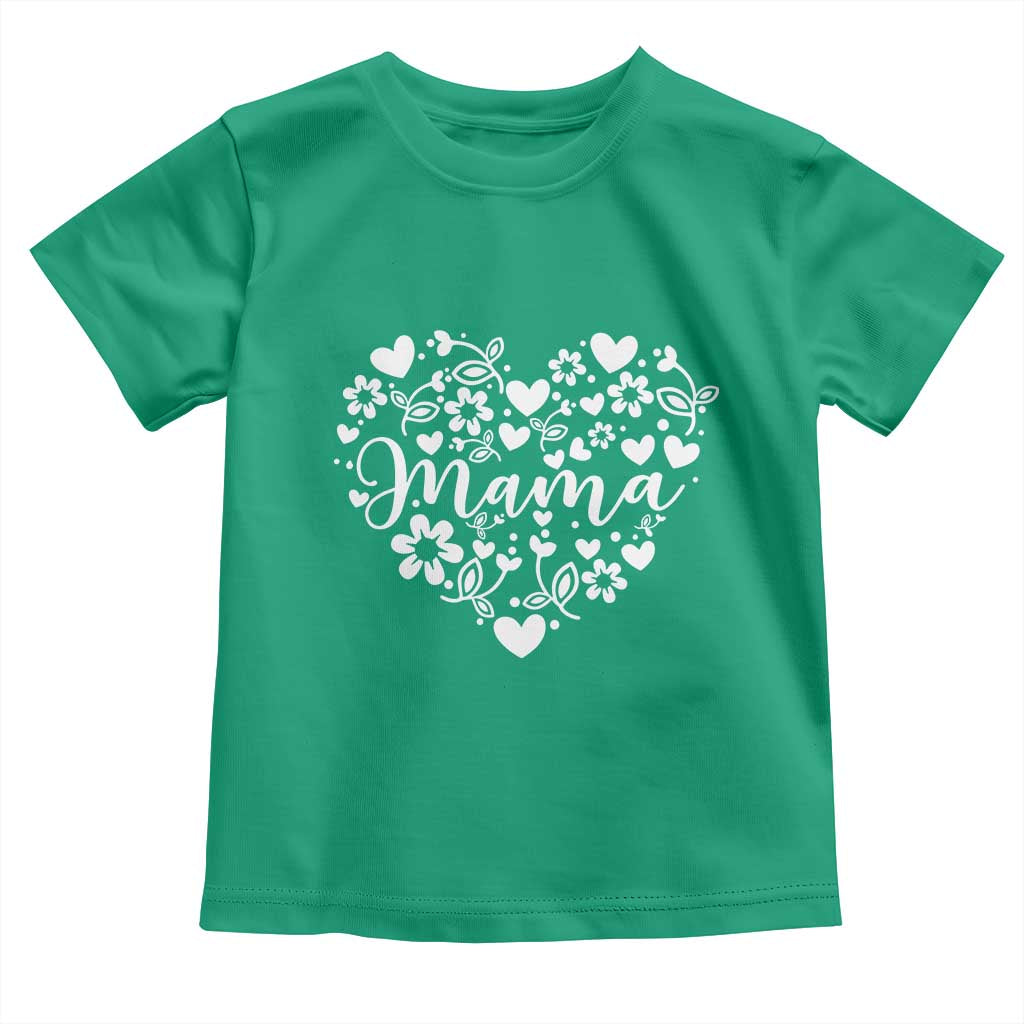 Floral Mama Heart Graphic Toddler T Shirt Mothers Day Flower Gift TS12 Irish Green Print Your Wear