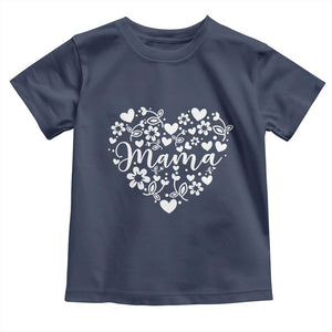 Floral Mama Heart Graphic Toddler T Shirt Mothers Day Flower Gift TS12 Navy Print Your Wear