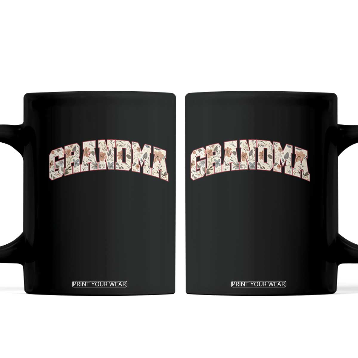Vintage Floral Grandma Coffee Mug Mothers Day Gift Idea TS12 Black Print Your Wear