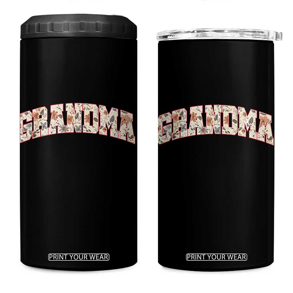 Vintage Floral Grandma 4 in 1 Can Cooler Tumbler Mothers Day Gift Idea TS12 One Size: 16 oz Black Print Your Wear