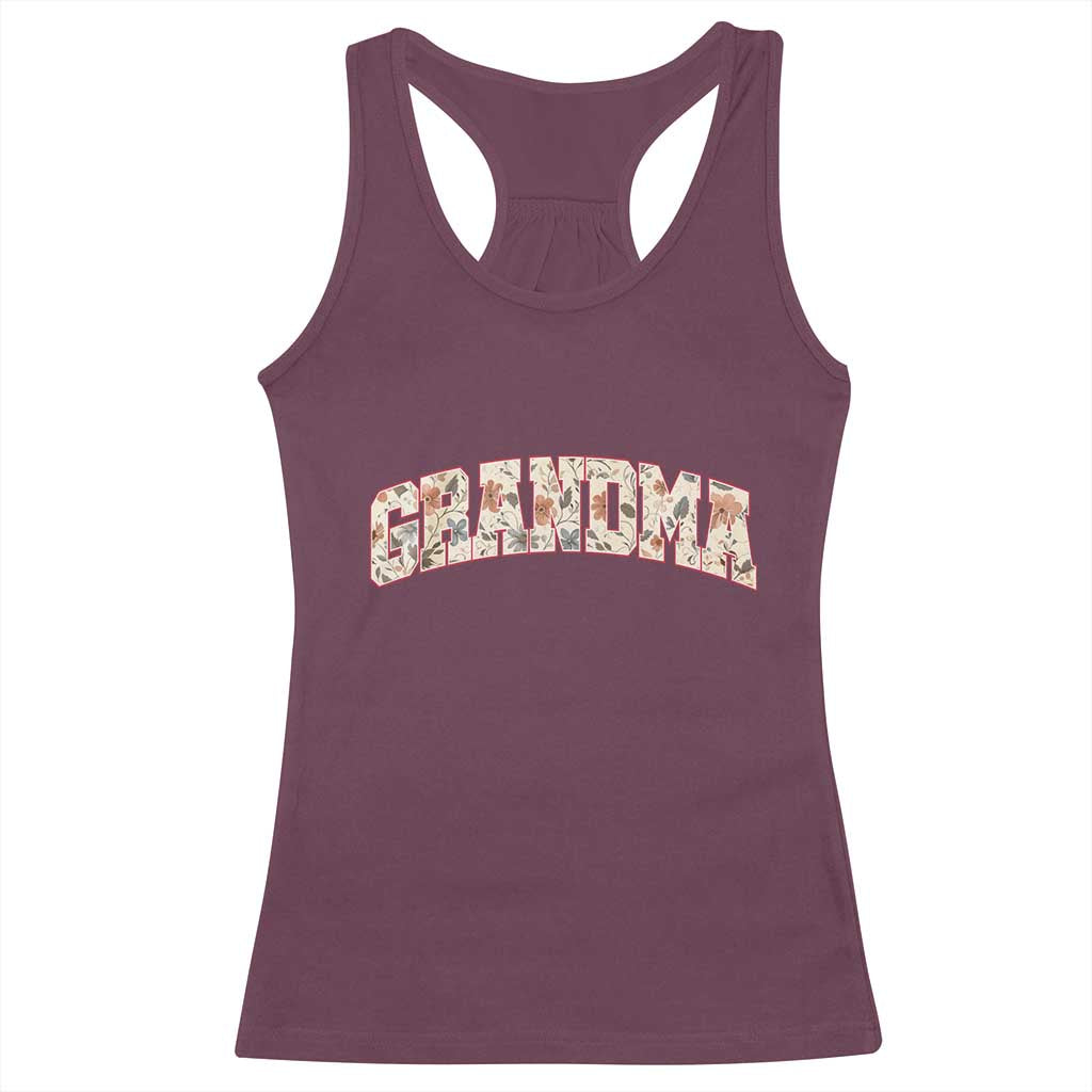 Vintage Floral Grandma Racerback Tank Top Mothers Day Gift Idea TS12 Maroon Print Your Wear