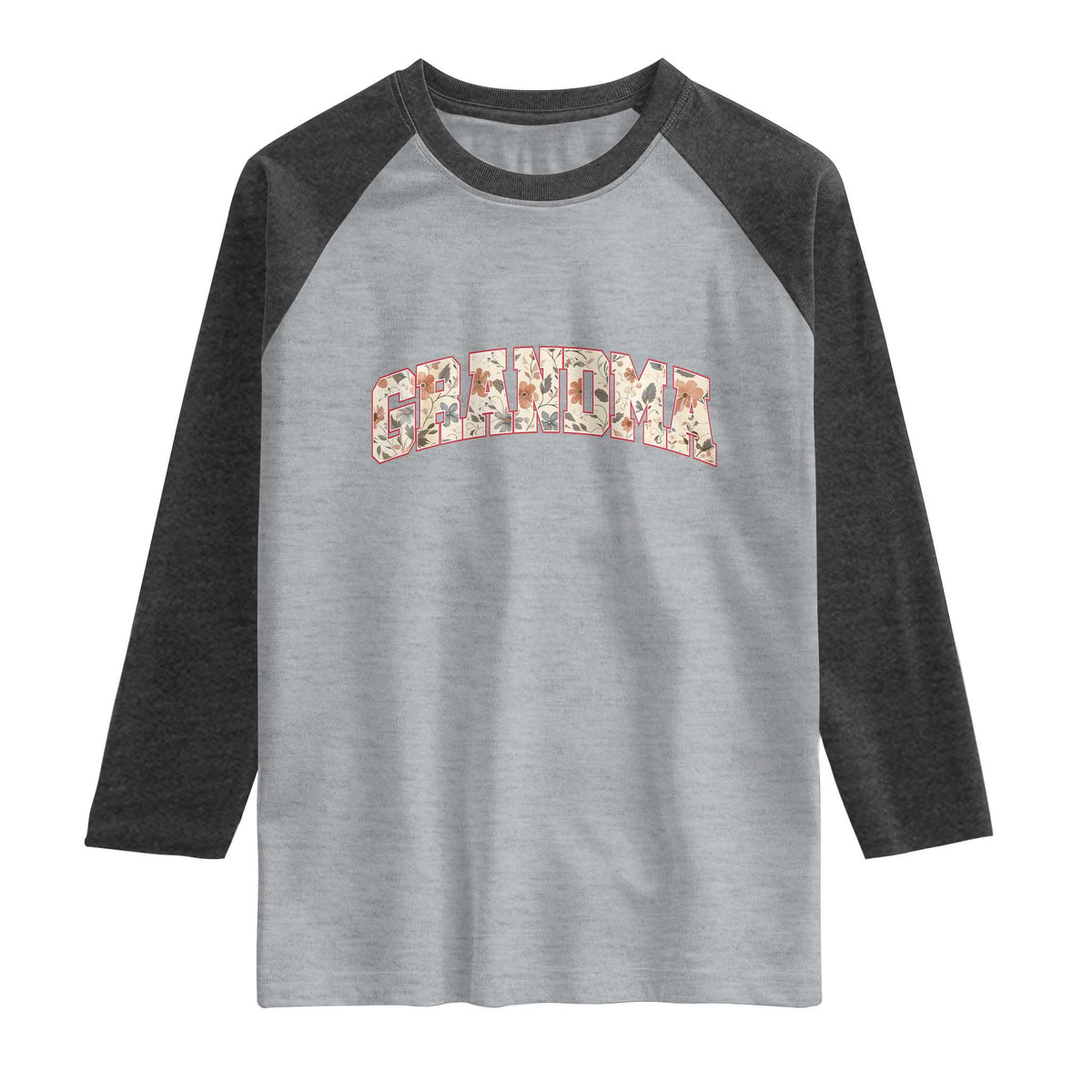 Vintage Floral Grandma Raglan Shirt Mothers Day Gift Idea TS12 Heather Gray Heather Charcoal Print Your Wear