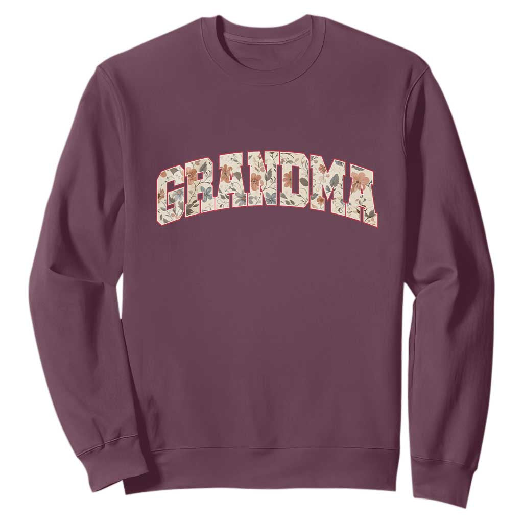 Vintage Floral Grandma Sweatshirt Mothers Day Gift Idea TS12 Maroon Print Your Wear