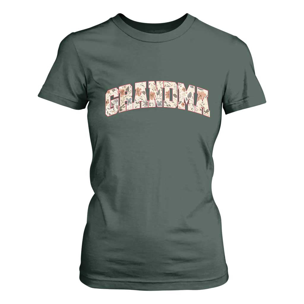 Vintage Floral Grandma T Shirt For Women Mothers Day Gift Idea TS12 Dark Forest Green Print Your Wear